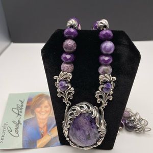 Rare Carolyn Pollack Relios Purple Charoite Beaded Necklace